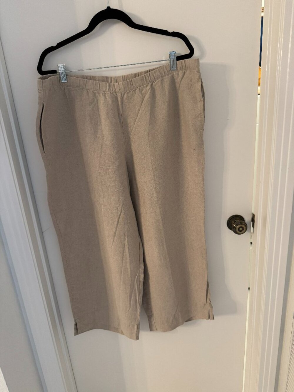 J Jill 1005 Linen Wide Leg Crop Pants, in Natural Color, Plus sized